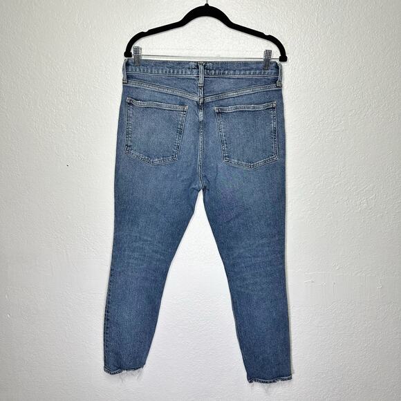 Agolde Willow Mid Rise Slim Straight Jean Cropped Rush Blue Wash Women 30 - Picture 3 of 8